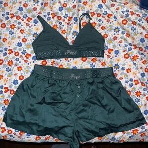 PINK Victoria's Secret Women's Green Intimates Set